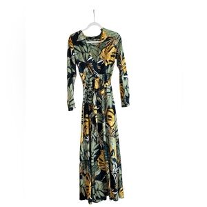Aakaa Tropical Long Sleeve Maxi Dress